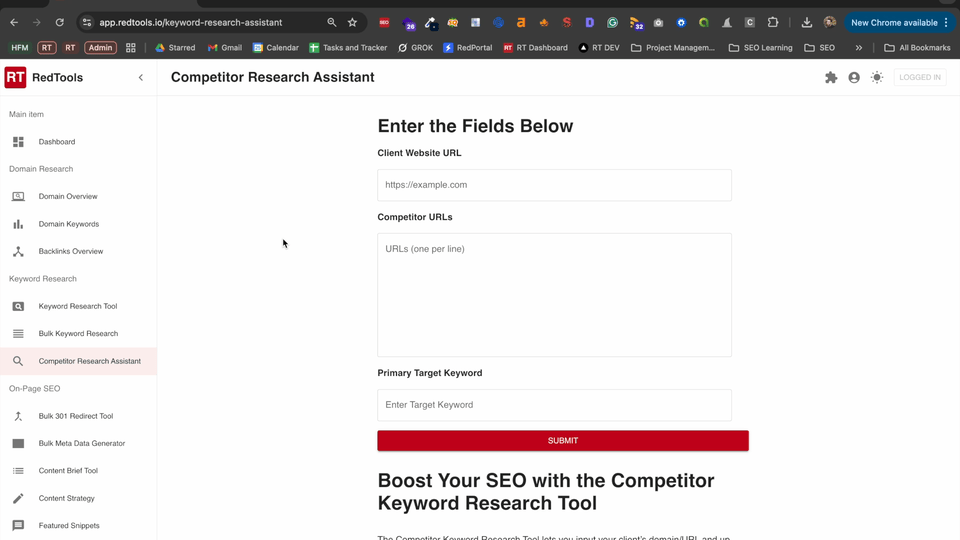 RedTools bulk keyword research tool.
