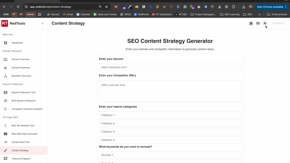 RedTools Content strategy Tool.