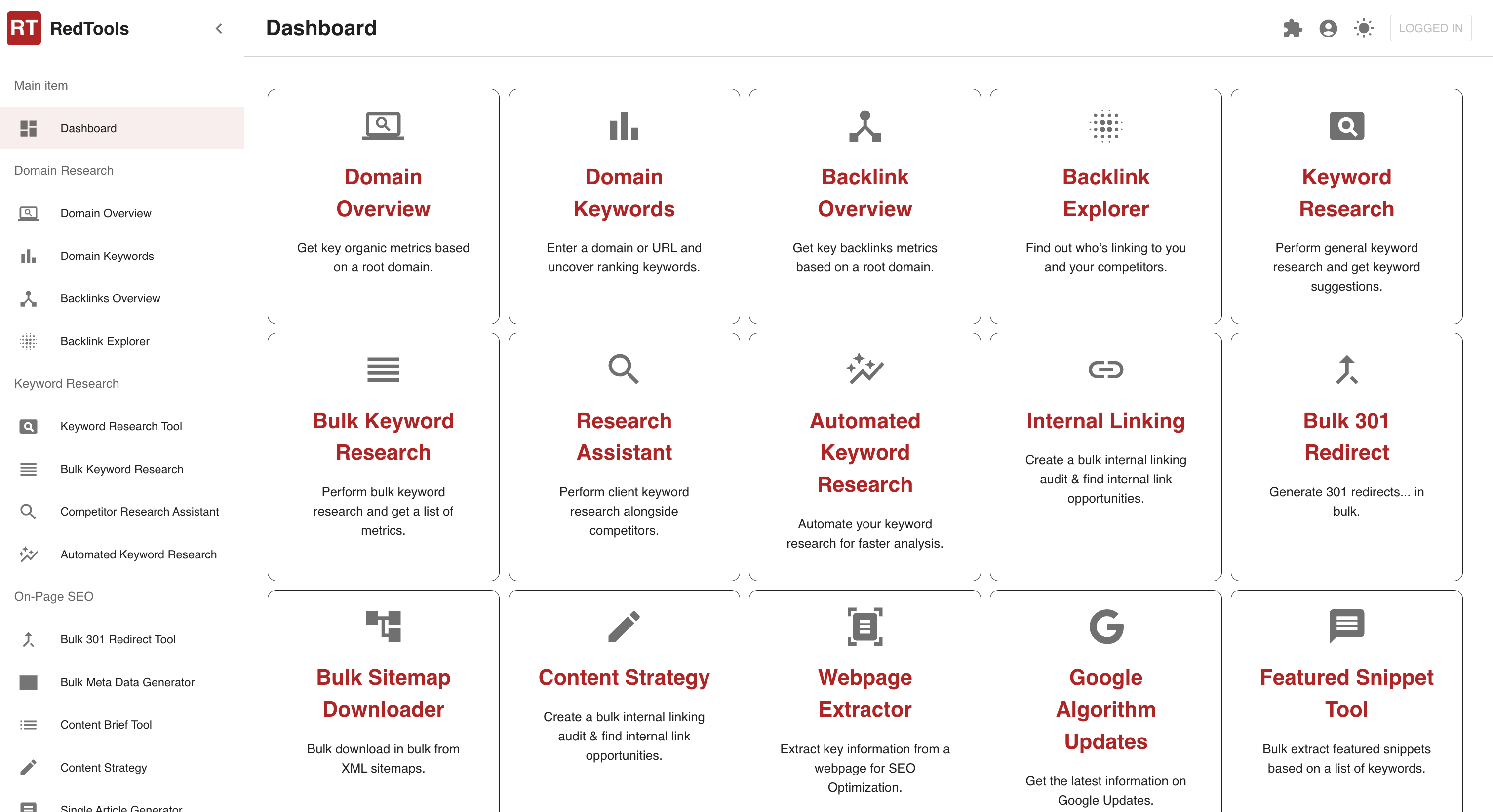 SEO Domain Overview Dashboard